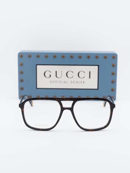 Gucci GG1078O 003 Square Eyeglasses – Havana 56mm main image 9